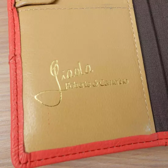 Roberta Di Camerino Wallet Leather Logo Folding Pink Peach Salmon Giada Italy