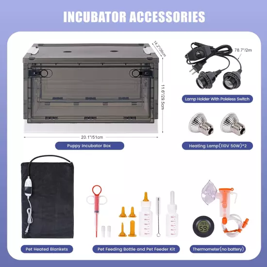 Puppy Incubator with Heating and Oxygenator, Dog Incubator for Puppies, Kitten I