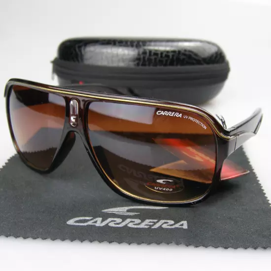 Men Women Retro Sunglasses Unisex Square Bright Black Frame Carrera Glasses C19