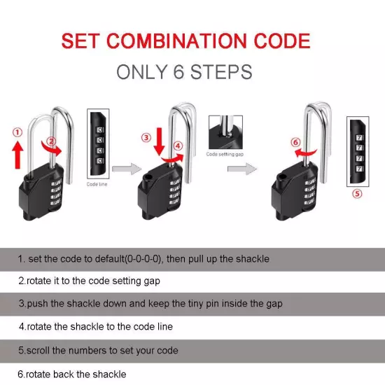 2 Pack ® 2.6 Inch Long Shackle Combination Lock 4 Digit Outdoor Waterproof Pa...