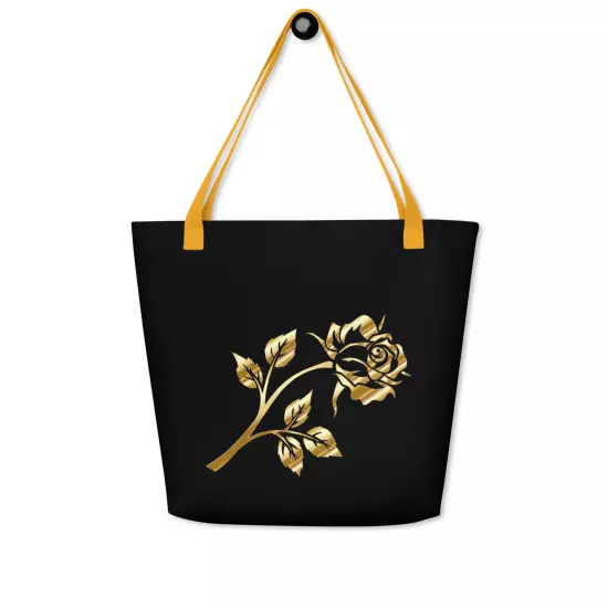 Goldd Rose All-Over Print Large Tote Bag Floral 