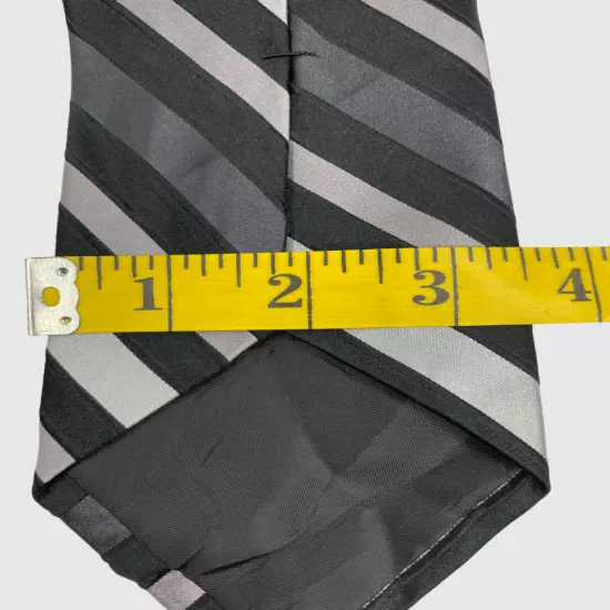 Croft & Barrow Black Gray Striped Repp Regimental Silk Necktie Tie 3.5" x 59"