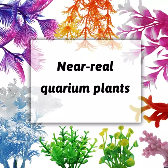 Fish Tank Decorations Plants with Resin Coral, 8 pcs Aquarium Decorations Sma...