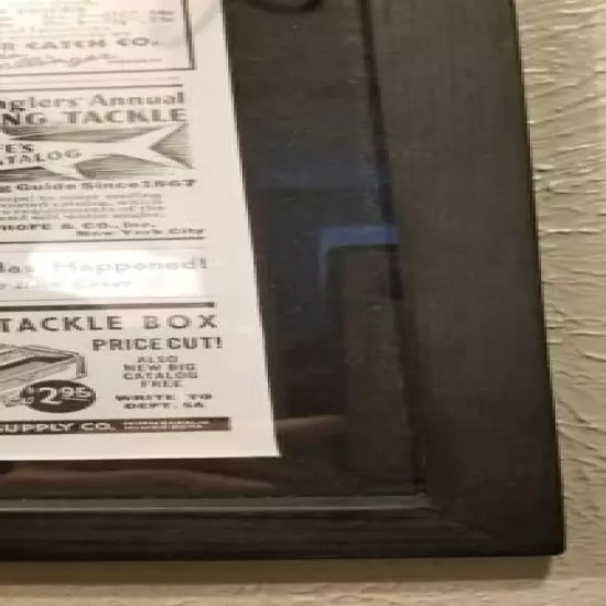 1935 Original Framed FISHING Ad - HEDDON, BEN GALLINGER'S, HOBART, EDW. VOM HOFE