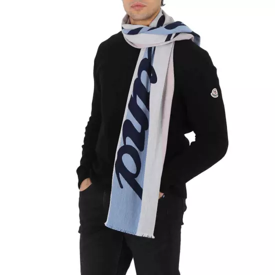 Bally Men's Blue Surf / Reinette Striped Wool Scarf