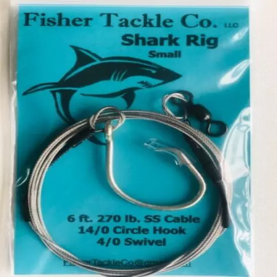 Set of 3 Shark Rigs, 6ft 270lb SS Cable 14/0 Circle Hook (Shark Fishing Leader)