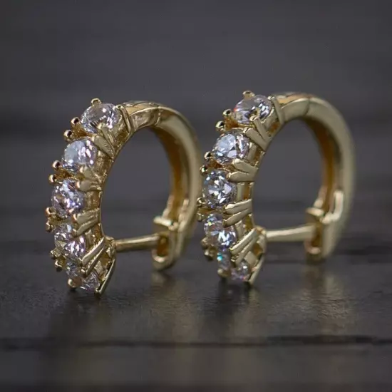 0.3CT Round Natural Diamond Clip On Men's Hoop Earrings 14k Yellow Gold Certify