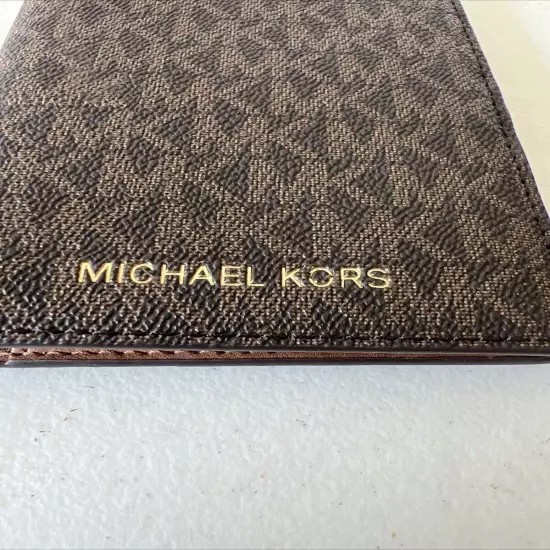 MICHAEL KORS Pebbled Jet Set Travel Passport Credit Card Holder Wallet Case