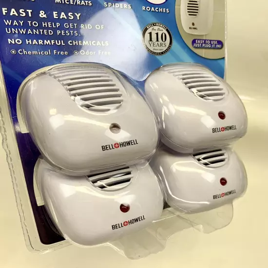 New 4 Pack of Bell Howell Ultrasonic Plug In Pest Repellers w/LED Indicator