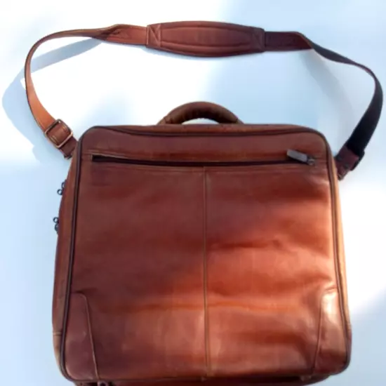 VINTAGE AVENUES AMERICA Messenger Briefcase Saddle Brown Leather READ