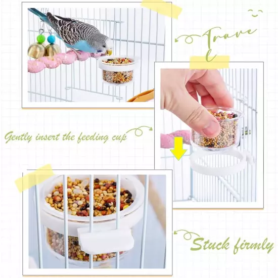 6 Pcs Small Bird Detachable Transparent Bowl Parrot Plastic Cup Canary Finch Con