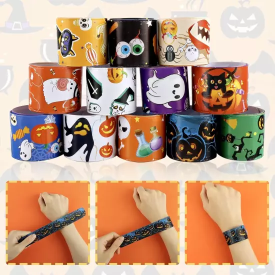 48 PCS Halloween Slap Bracelets Toys for Kids Girls Halloween48 