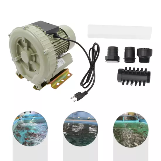 110V Industrial Fish Pond Tank Air Pump Blower Oxygen Aerator 370W 12kpa Durable