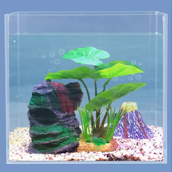 Betta Fish Leaf Pad Hammock Aquarium Decoration Cichlid Fish Tank Resin Rock Mou