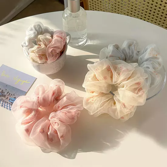 10Pcs Women Hair Scrunchies 2-Layer Organza Elastic Hair Bands Scrunchy Rope Tie