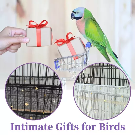 2Pcs Bird Cage Cover, Adjustable Bird Cage Seed Catcher, Large Soft Nylon Mes...