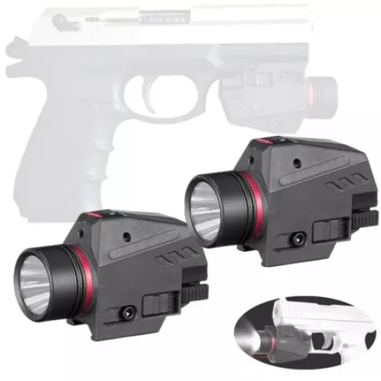 2Pack Tactical Pistol LED Flashlight Red Laser Sight Fits 20mm Rail Pistol-Rifle