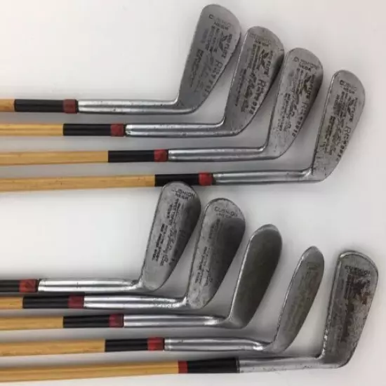 9 Vintage AG Spalding Bros Golf Irons Clubs Pyratone Coated Steel Shafts 