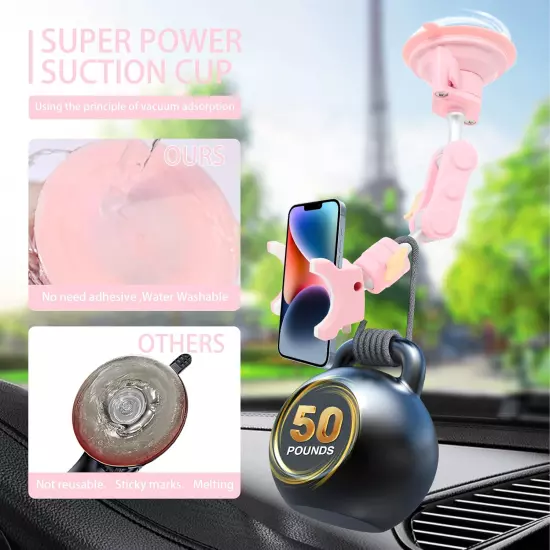 Suction Cup Holder Phone Mount Car 360° Rotating,Universal Ball Head Arm for Pho