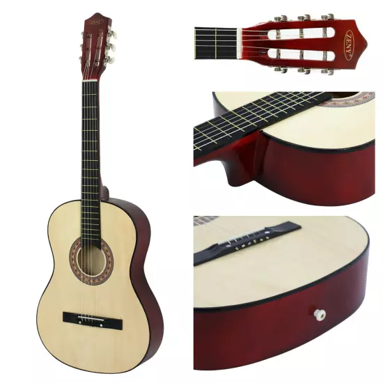 38" Kids Acoustic Guitar Full Size 6-String Guitar for Starter Beginner Natural