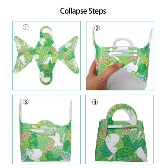 Easter Bunny Goodie Treat Bags with Handle Party Favor Wrapping Egg Hunt Game