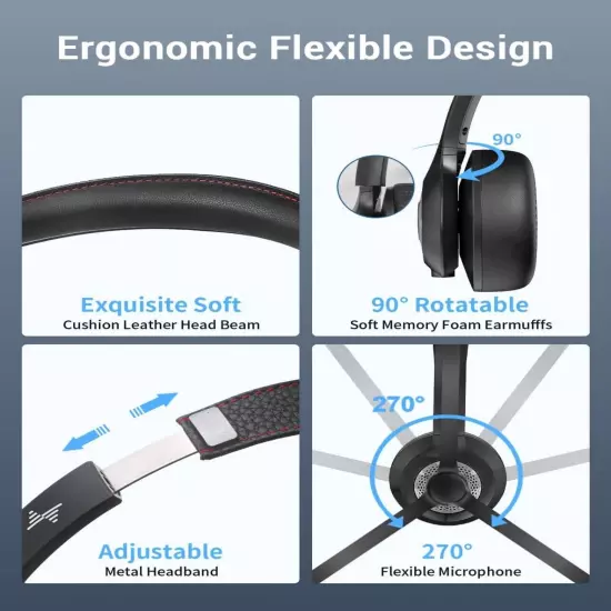 EH02-P Wireless Headset with AI Noise Cancelling Microphone Bluetooth Headset