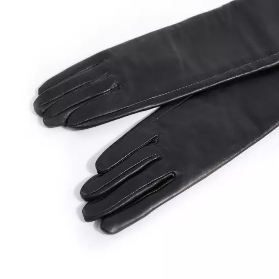 Custom made 30cm to 80cm long plain style evening real leather gloves 18 colors