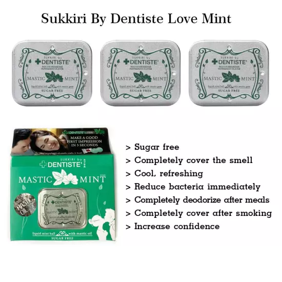 Mouth Freshener Mastic Oil Mint Sugar Free Sukkiri By Dentiste Love Mint 3 Boxes