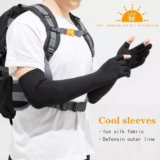 Gloves Half Finger Arm Fingerless Summer Long Cycling Mittens Sleeves G9W2