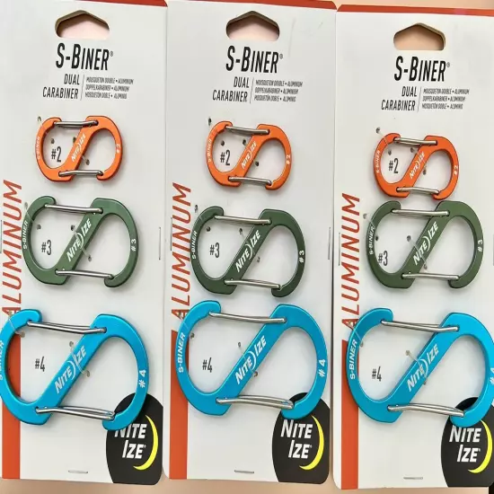 x3 Nite Ize S-Biner Aluminum Dual Carabiner 3-Packs SBA234-A2-R6 New