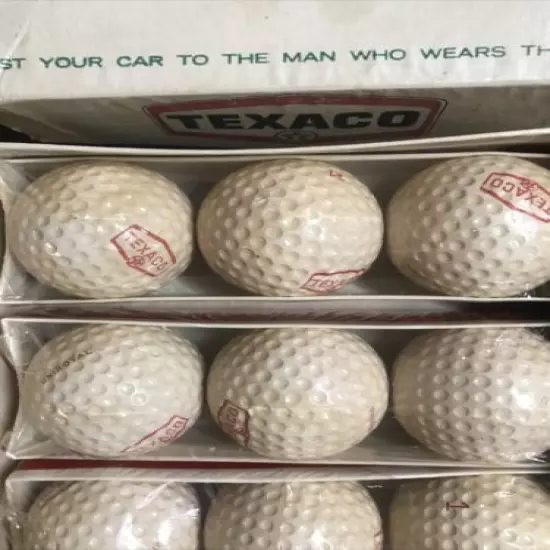 Texaco Logo 3 Golf Balls Sleeve Cadwell Cover 1 Vintage Uniroyal New Sealed NOS