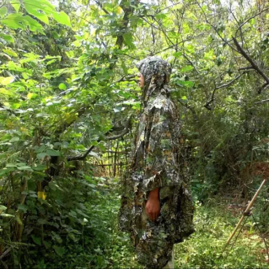 3D Camouflage Suits Ghillie Suit Leaves Poncho Stealth Cloak for Jungle Hunting