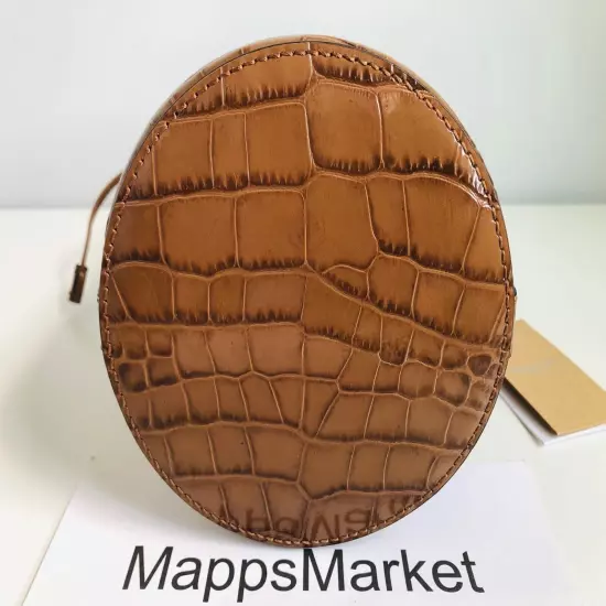 MICHAEL KORS COLLECTION Audrey Medium Croc Embossed Leather Bucket Bag CHESTNUT