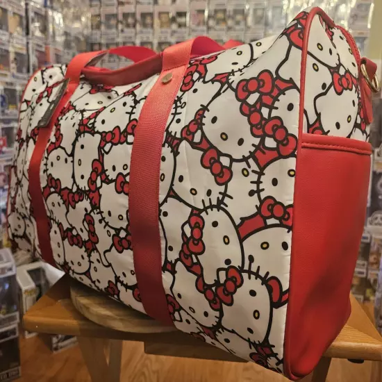 Hello Kitty Travel Duffle Bag Red / White Overnight Weekend Bag Luggage 20inch