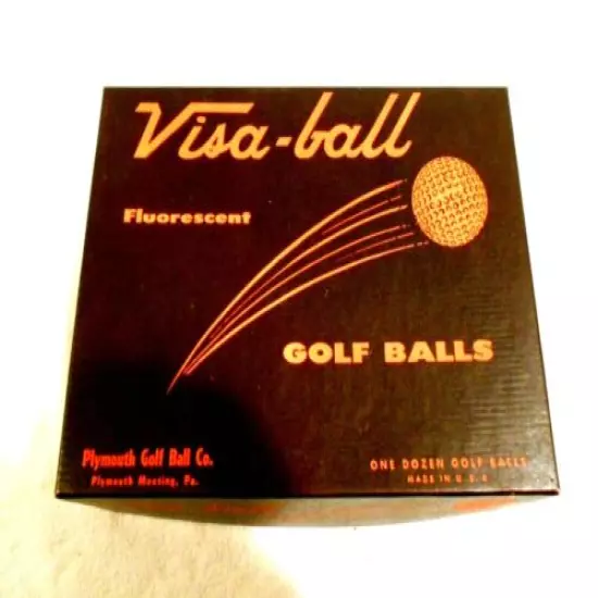 Vintage 1-Dozen Visa-Balls Fluorescent Orange Golf Balls Original Box 1970's NOS