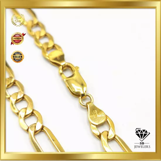 10K Yellow Gold Figaro Link 2mm-10.5mm Unisex Chains 14"-30" Fine Necklace NEW