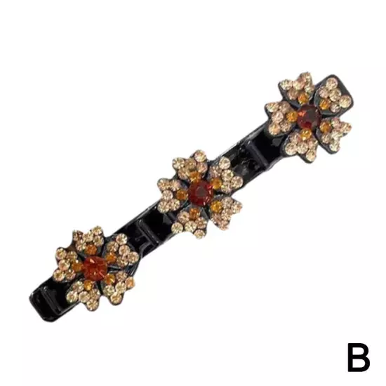 Sparkling Crystal-Stone Braided Hair Clips Satin Fabric Hairpin Hair Bands Gift}