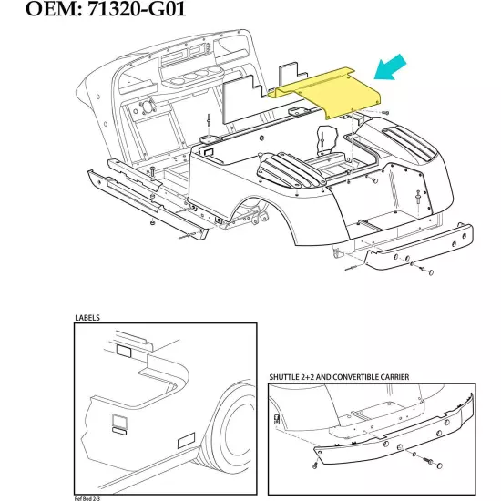 Golf Cart Rear Access Panel Engine Cover For EZGO TXT Medalist 1994-13 71320-G01