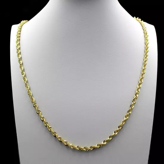 Real 10K Yellow Gold 2mm-6mm Diamond Cut Rope Chain Bracelet Necklace 16"- 30"