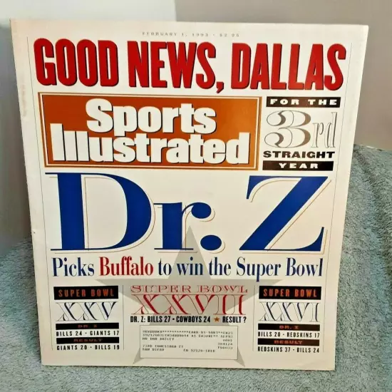 Sports Illustrated February 1 1993 Dr Z Picks the Bills For Super Bowl magazine 