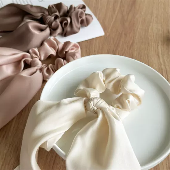 Scrunchie Long Scarf Satin Hair Bow Ponytail Elastic Hairband Rope Ribbon Ties