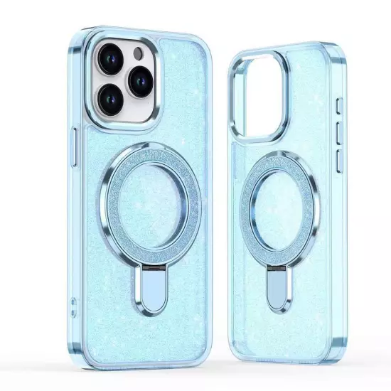 For iPhone 16 Pro Max 16 Plus+ Hard Case Ultra Glitter Ring Holder MagSafe Cover