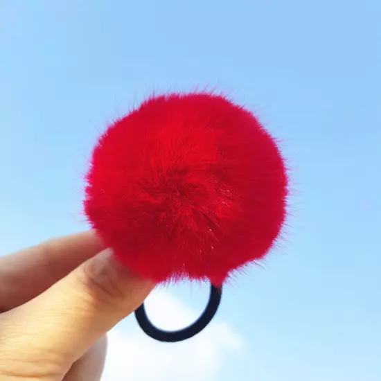 2/1PCS 6/5cm Fluffy Pompom Elastic Hair Ties Bobbles Fur Ball Ponytail Band