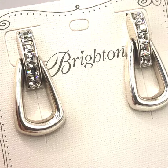 Brighton NWT Spectrum Loop Silver Crystals Post Dangle Earrings. NWTag $58