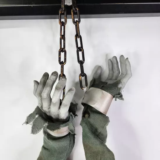 Hanging Prisoner Halloween Haunted House Prop Animatronic Spooky Zombie