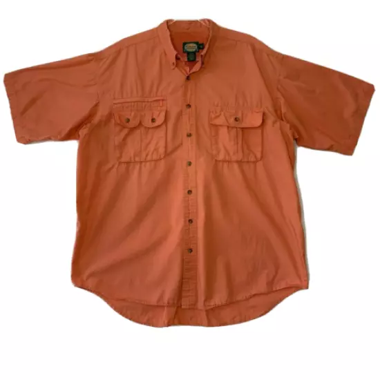 Cabela's Mens Size XL TALL Vented Fishing Shirt Outdoor Gear Button Down Orange