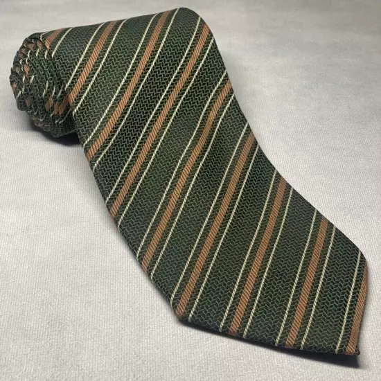 Giorgio Armani Cravatte Necktie Mens Designer 100% Silk Repp Stripe Green