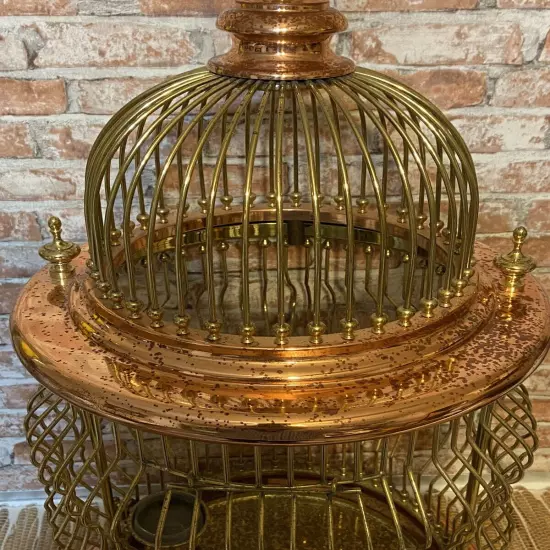 29” Stunning Decorative Brass Copper Dome Top Bird Cage Finials RARE