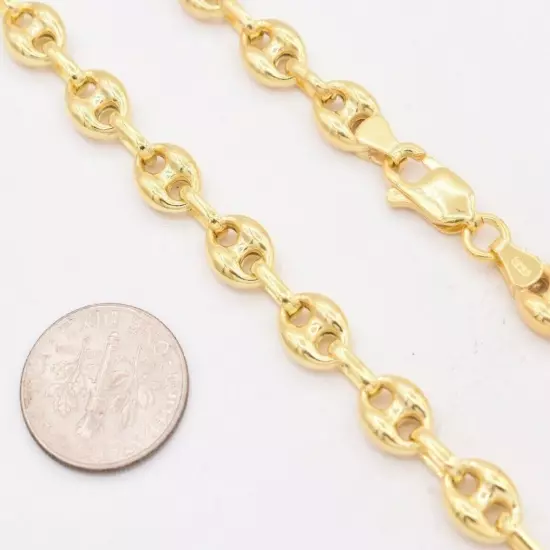 7mm Puffed Anchor Mariner Chain Necklace 14K Yellow Gold-Plated Silver 925