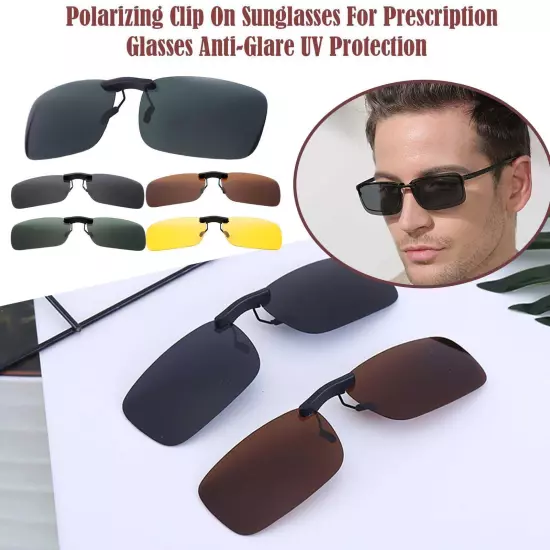 Night Vision Anti Glare Polarized Clip on Sunglasses Up Flip Lens BEST